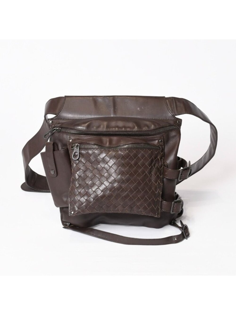 Bottega Veneta Intrecciato Waist Bag Brown Leather Antique